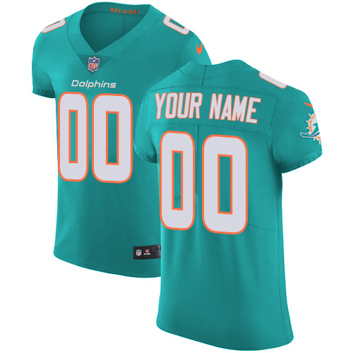 Nike Miami Dolphins Customized Aqua Green Team Color Stitched Vapor ...