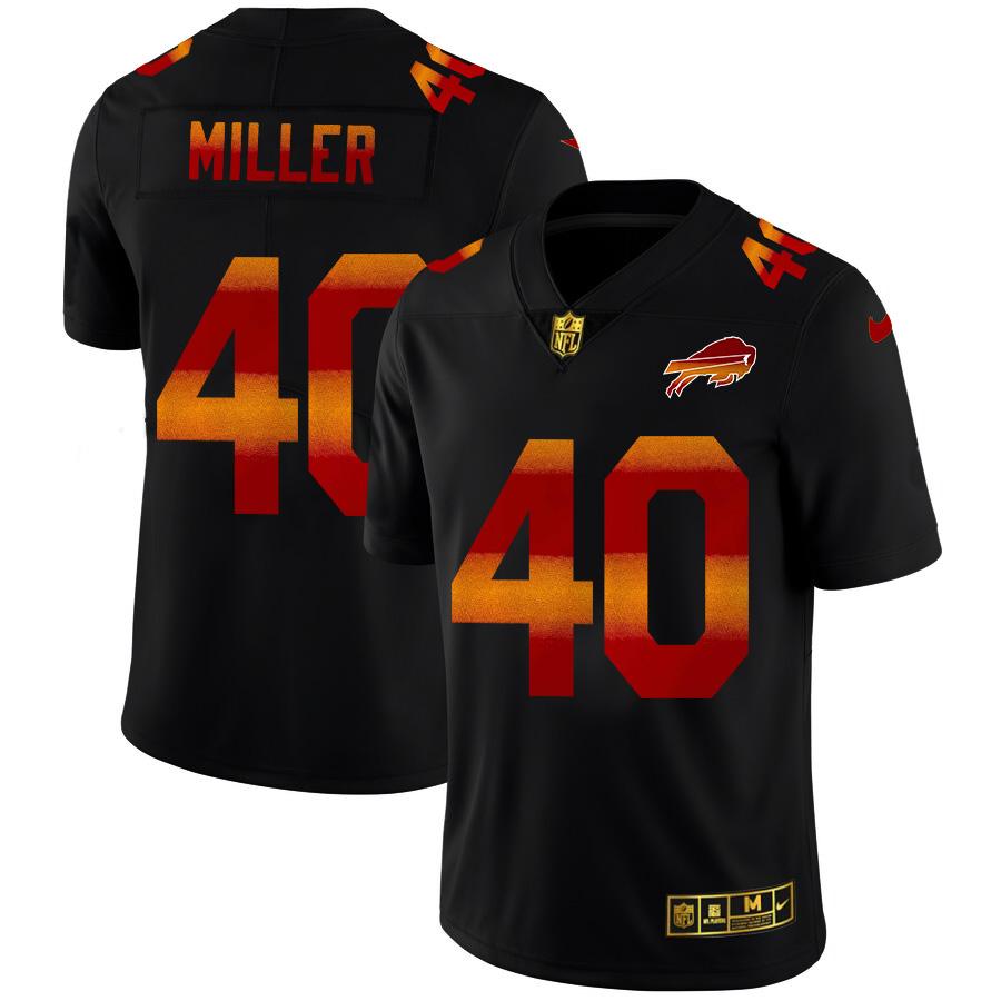 Buffalo Bills #40 Von Miller Men's Black Nike Red Orange Stripe Vapor ...