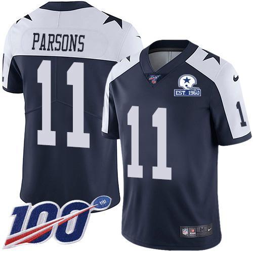 Nike Cowboys #11 Micah Parsons Navy Blue Thanksgiving Men's Stitched ...