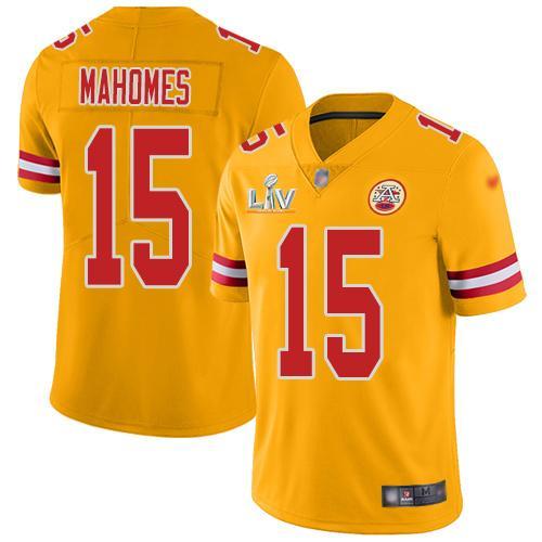 Nike Chiefs #15 Patrick Mahomes Gold Youth Super Bowl LV Bound Stitched ...